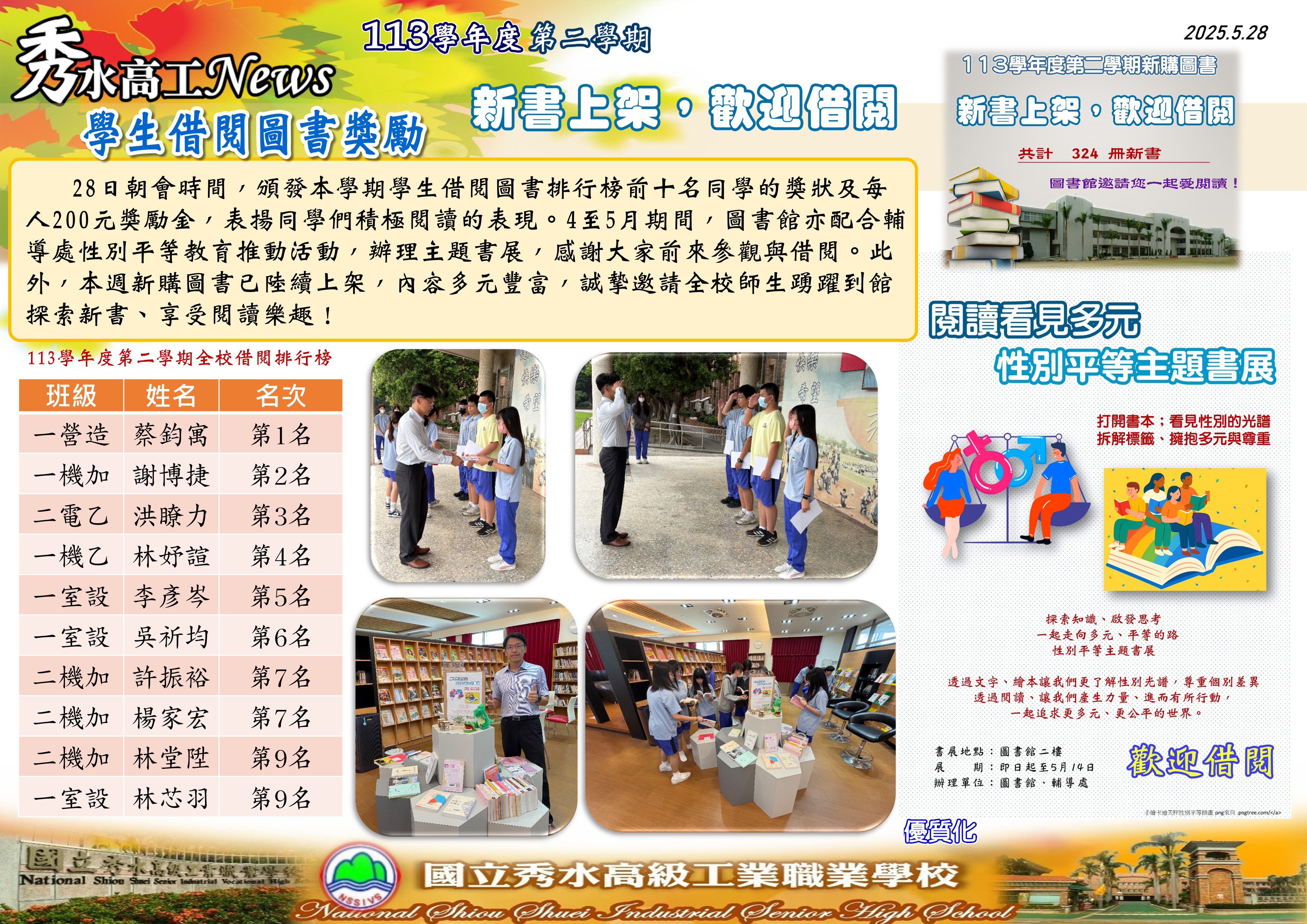 1140528借閱排行榜及主題書展